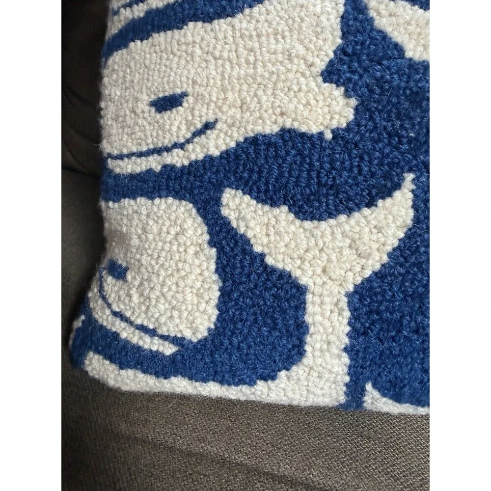Mud Pie Whale Wool Pillow, 16” x 16” - Beach Seaside Ocean